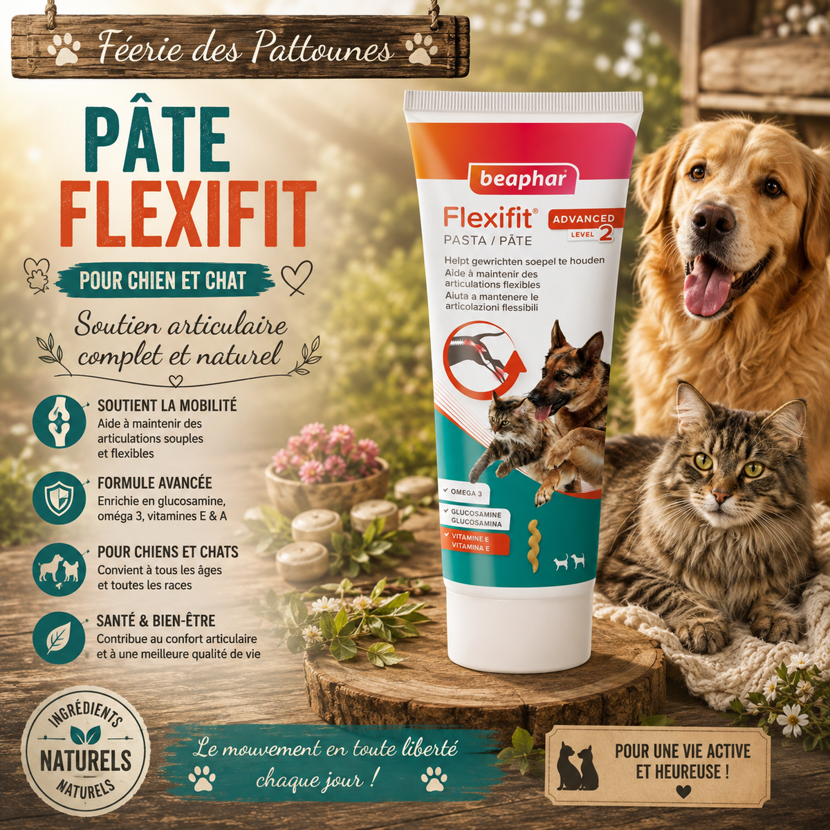 🦴 Pâte Flexifit® – Soutien Articulaire Avancé Chien & Chat (250 g)