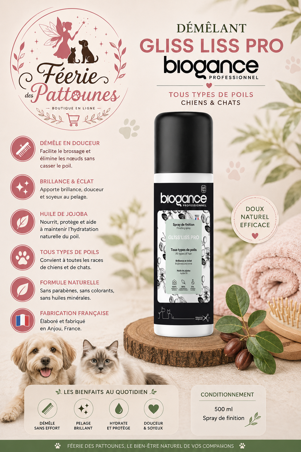 ✨ Démêlant Gliss Liss Pro – Biogance (500 ml)