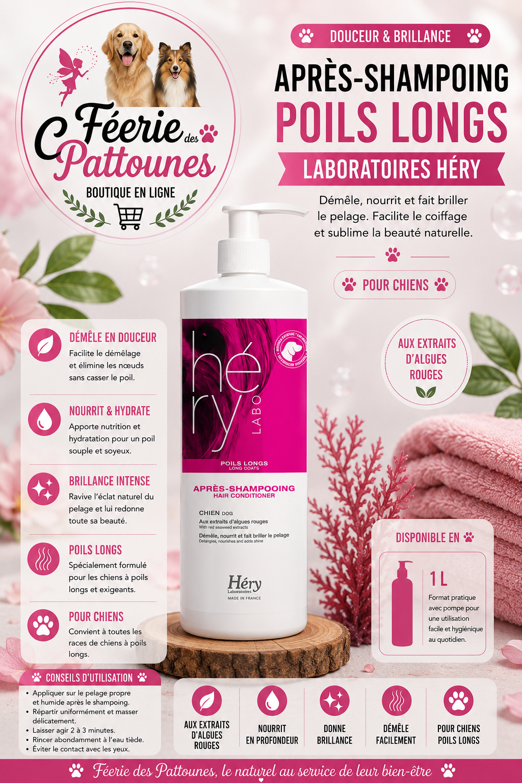 🐚 Après‑Shampooing Poils Longs – Laboratoires Héry (1 L)