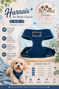 🔵🐶 Harnais Air Mesh Classic – Bleu (Tailles XS • S • M • L)