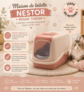 🐾 Maison de Toilette Nestor – Rouge Tuscan (56 × 39 × 38,5 cm)