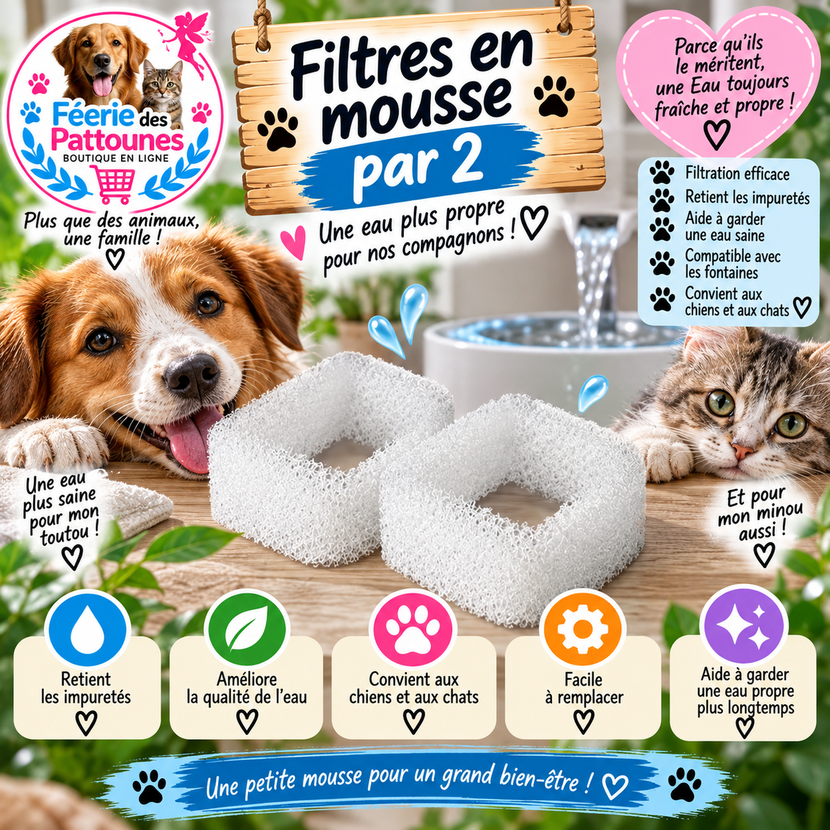 💧🐾 Filtres en Mousse Petsafe – Lot de 2