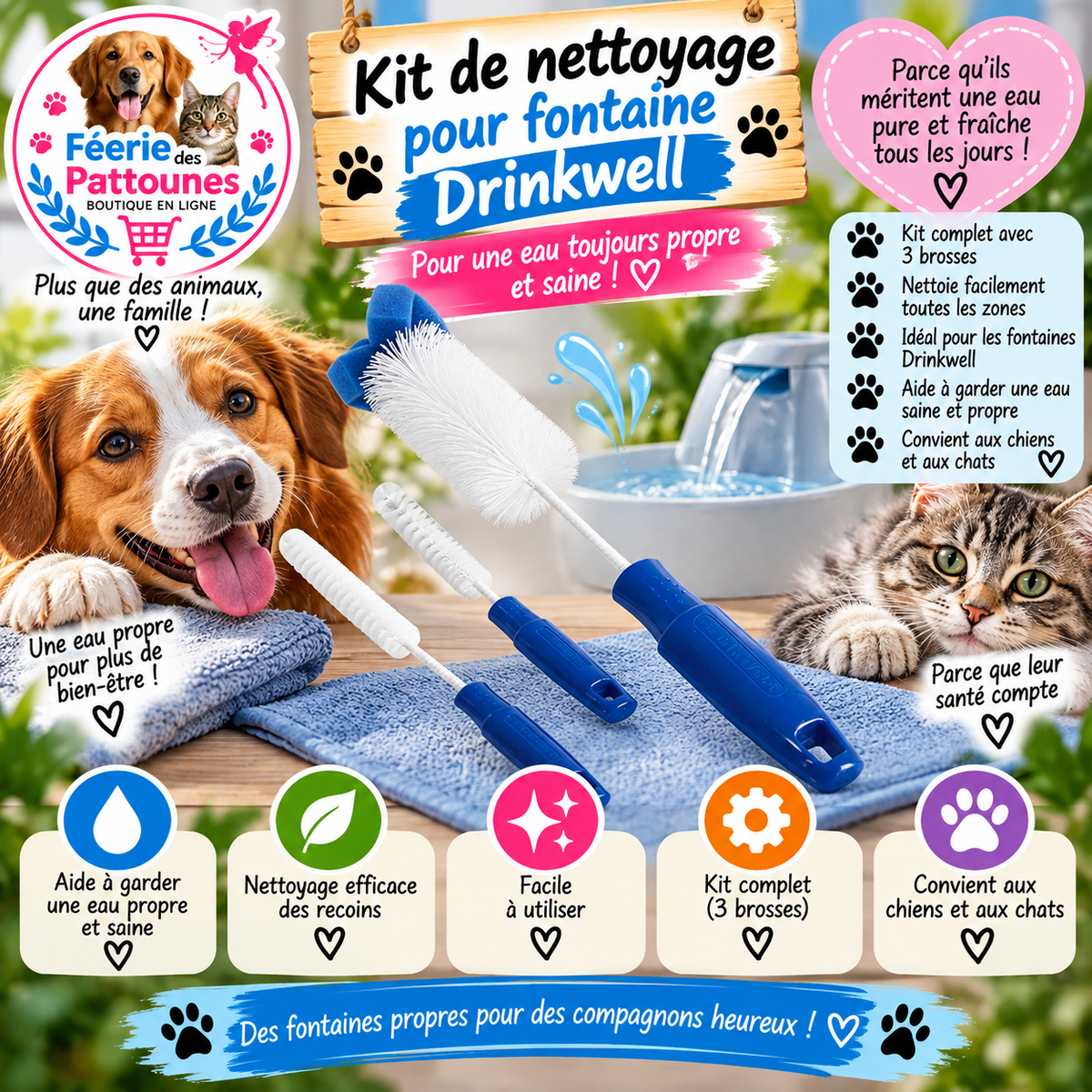 💧🧼 Kit de Nettoyage pour Fontaine Drinkwell – PetSafe