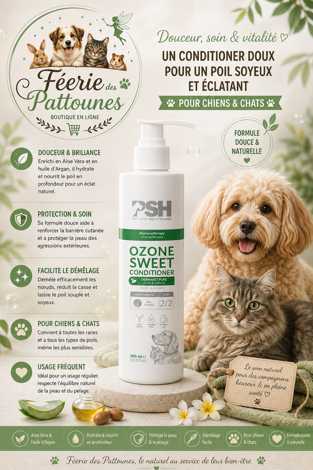🌬️ Ozone Sweet – Conditioner Purifiant & Hydratant (300 ml • 1 L)