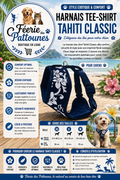 🌺🐶 Harnais Tee‑Shirt Tahiti Classic – Bleu (Tailles XS • S • M)