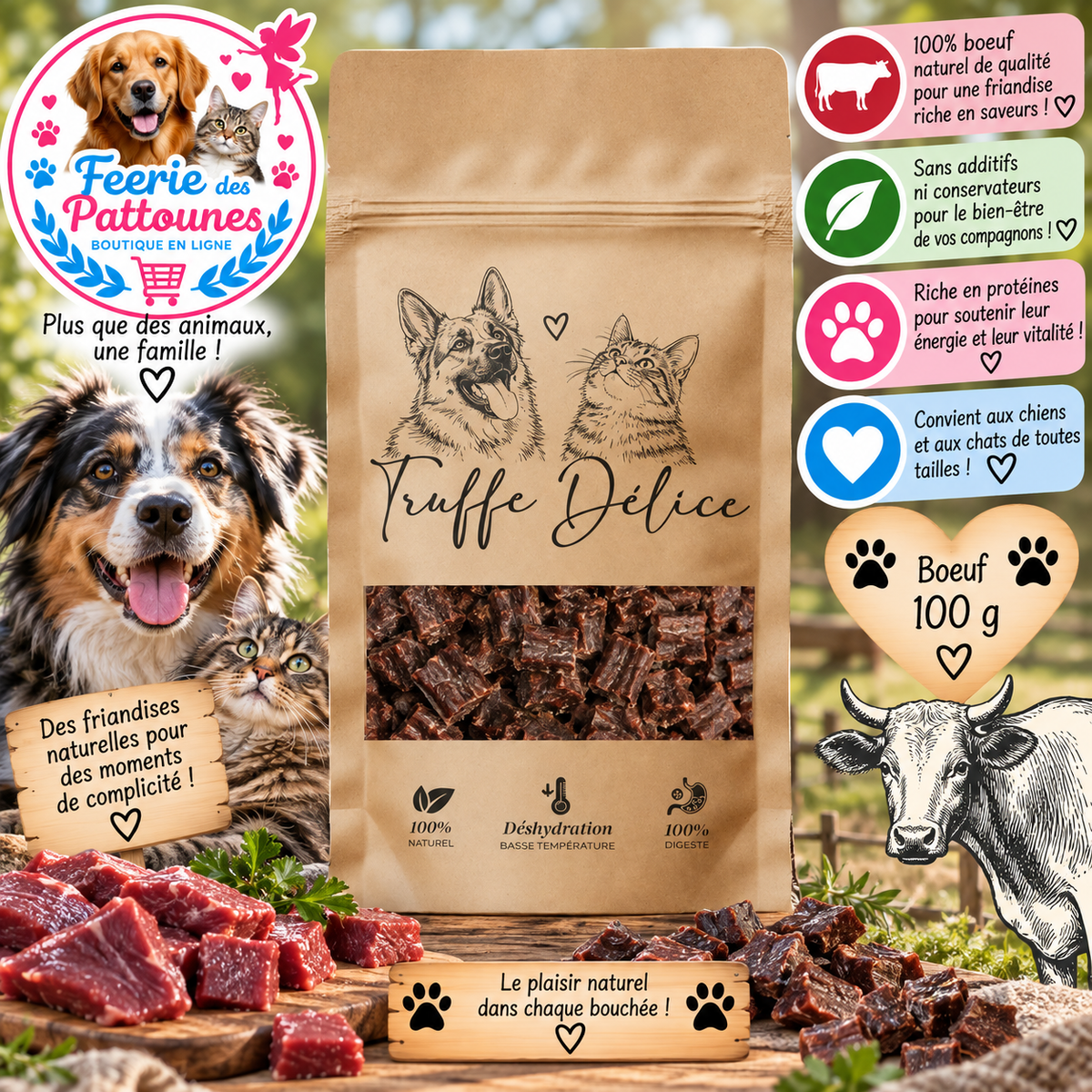 🥩🔥 Friandises Bœuf – 100 % Naturelles