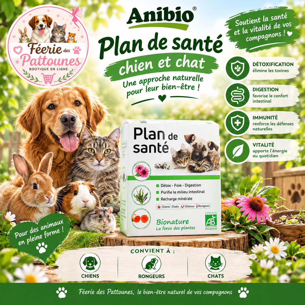 🌿🐾 Anibio – Plan de Santé – Chien rongeur & Chat – 3 x 30 ml