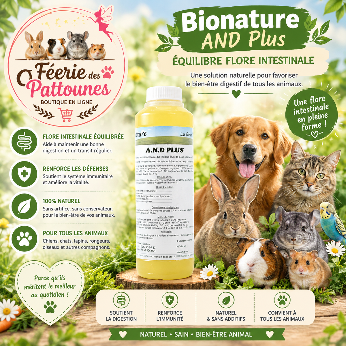 🌿💧 Bionature AND Plus – Équilibre de la Flore Intestinale – 250 ml