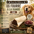 🦴 Os Fourré à la Viande de Bœuf – Friandise Naturelle pour Chien (250 g • 10 cm)