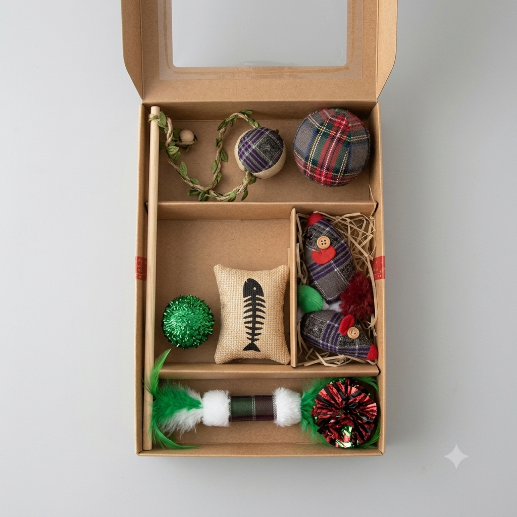 🎁 Coffret de Noël pour Chats – 7 Jouets – Spécial Fêtes