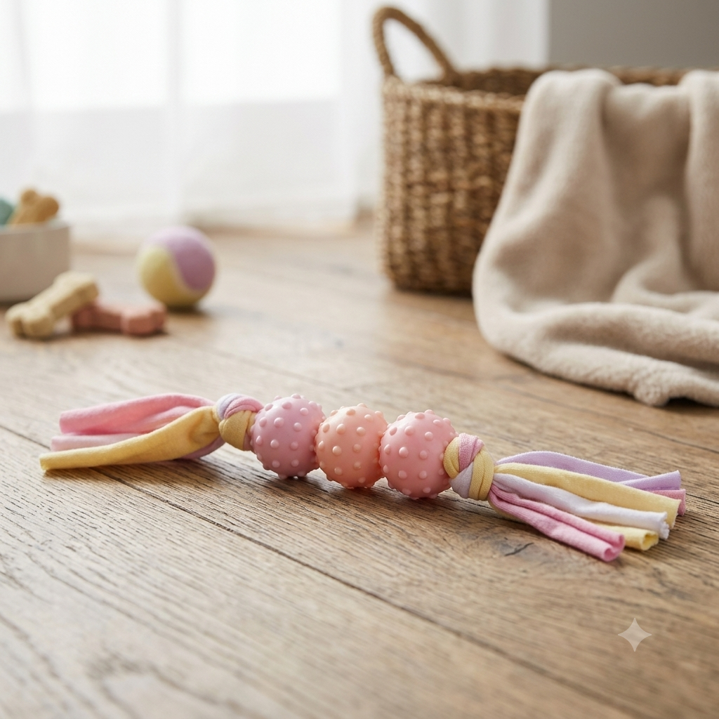 🐾 Jouet Perles TPR & Nœuds – Pour Chiots et Chatons