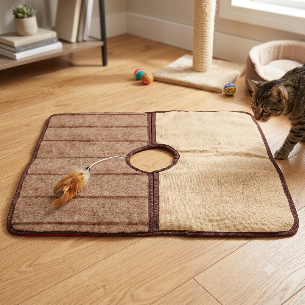 🐾 Tapis Griffoir Antidérapant pour Chat – Avec Trou Central (45 × 49 cm)