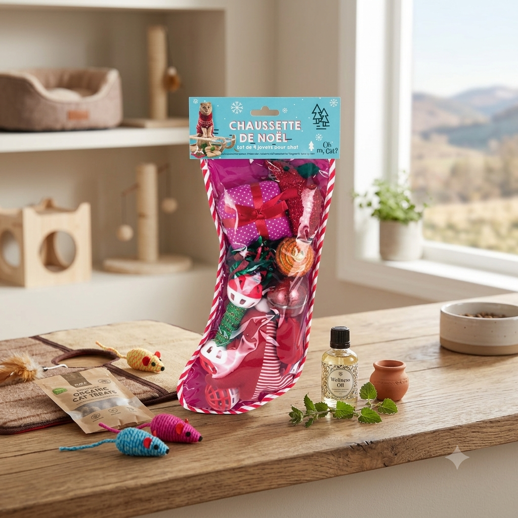 🎄 Chaussette de Noël pour Chat – Oh My Cat – 9 Jouets Inclus