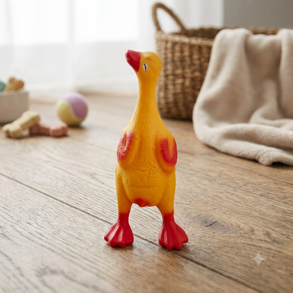 🐾 Jouet Poulet Sonore en Latex – Pour Chiens