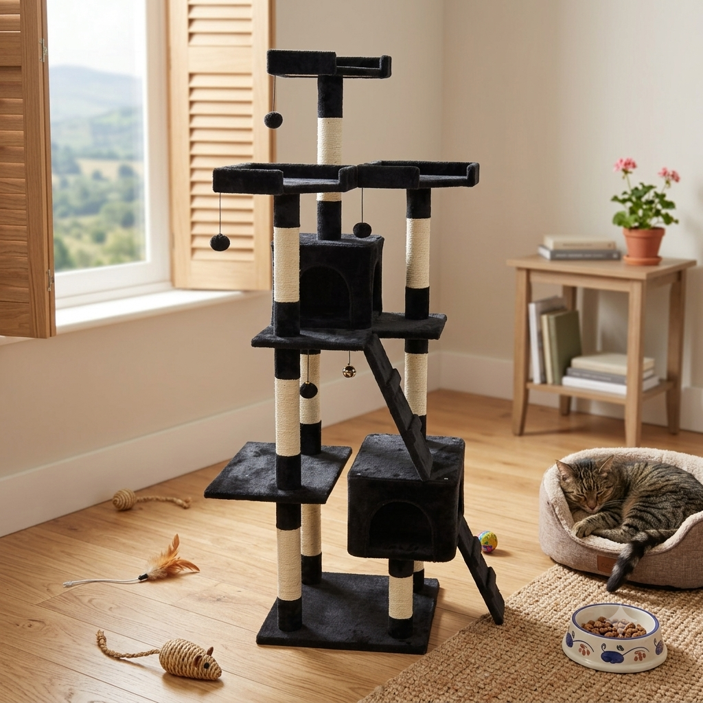 🐾 Arbre à Chat Palerme – Noir – 171 cm
