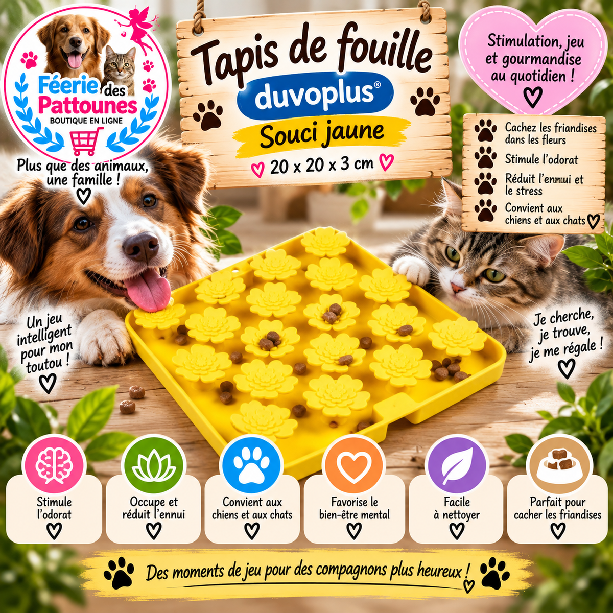 🌼🐾 Tapis de Fouille Duvoplus Souci – Jaune