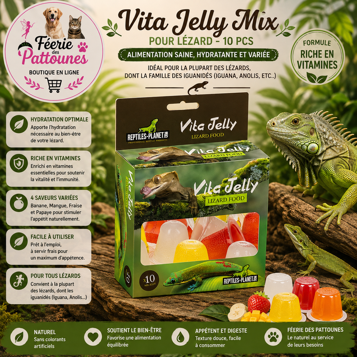 🍇🦎 Vita Jelly Mix pour Lézard – 10 pcs
