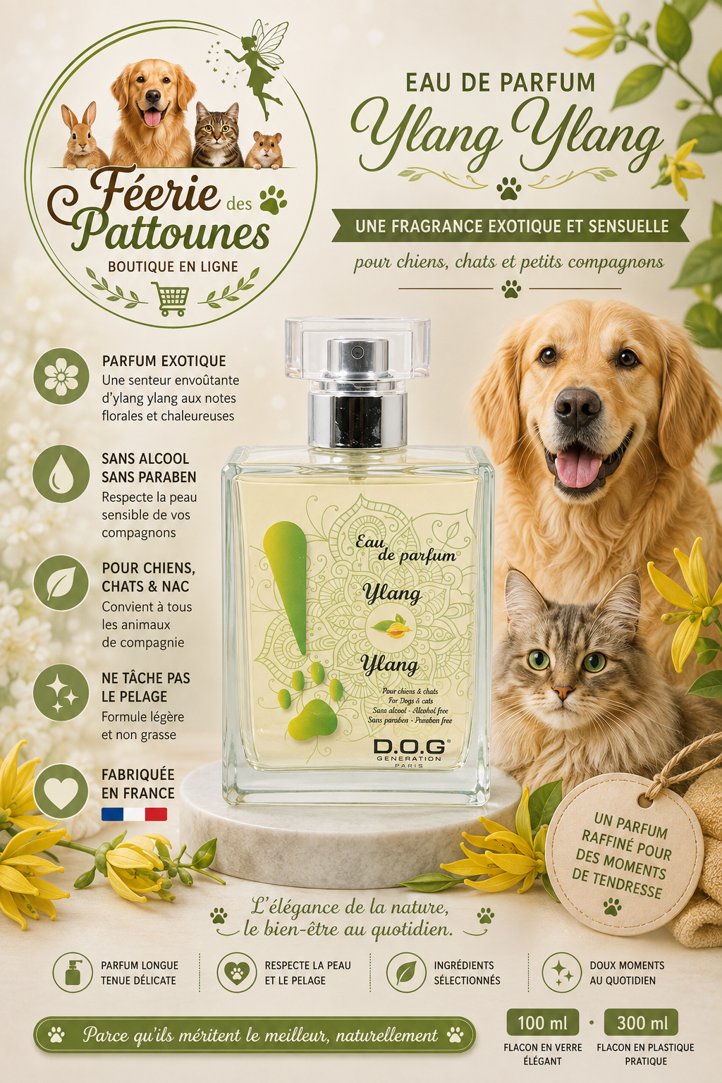 🌺✨ Parfum Ylang Ylang – Dog Génération (100 ml • 300 ml)