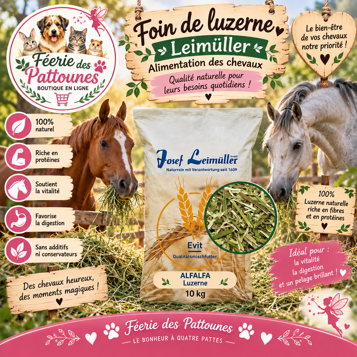 🌱🐴 Leimüller – Foin de Luzerne pour Chevaux (10 kg)