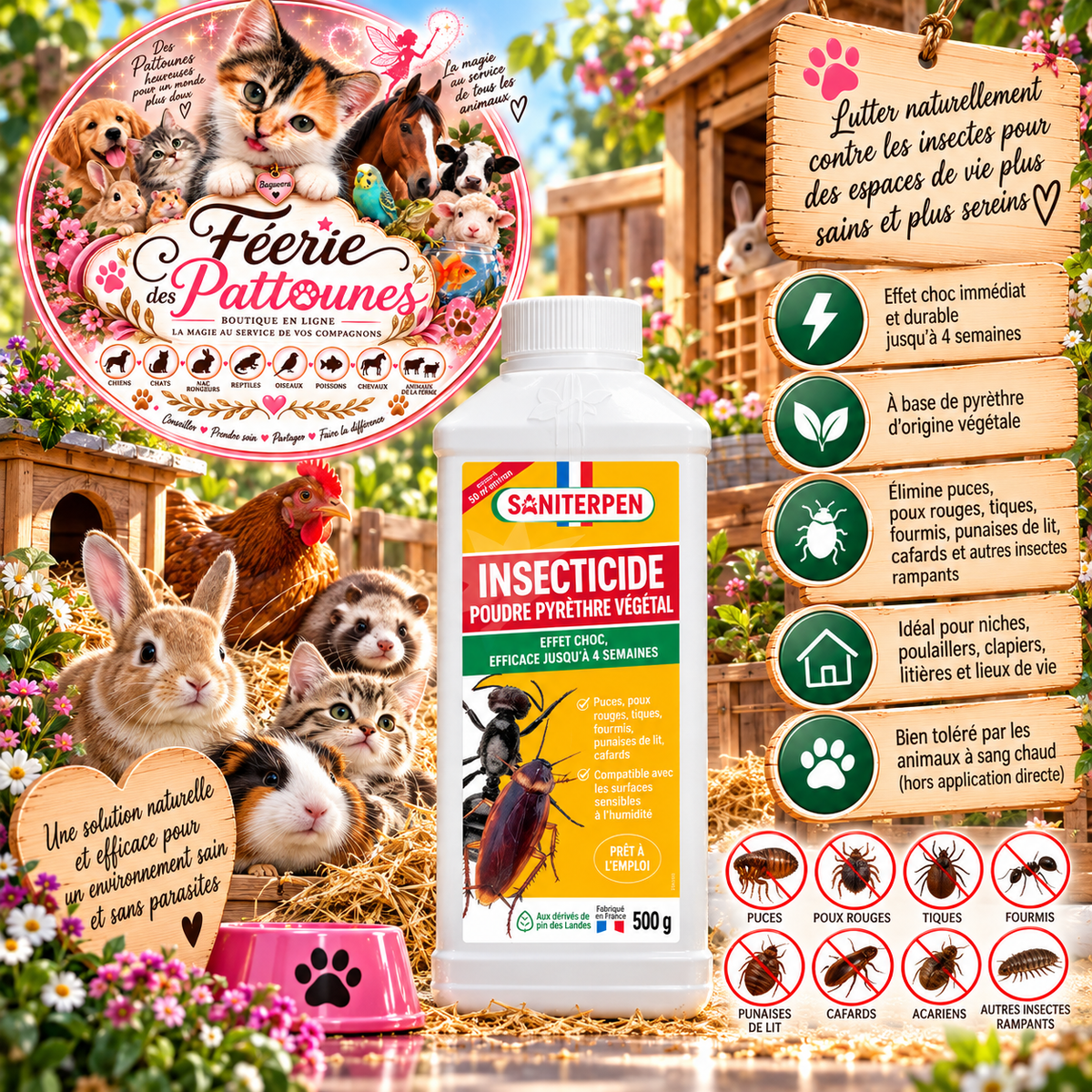 🌿 Saniterpen Poudre au Pyrèthre Végétal – 500 g
