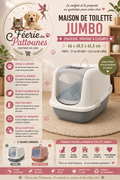 🐱 Maison de Toilette Jumbo Savic – Grand Format & Anti‑Odeurs (66 × 48,5 × 46,5 cm)