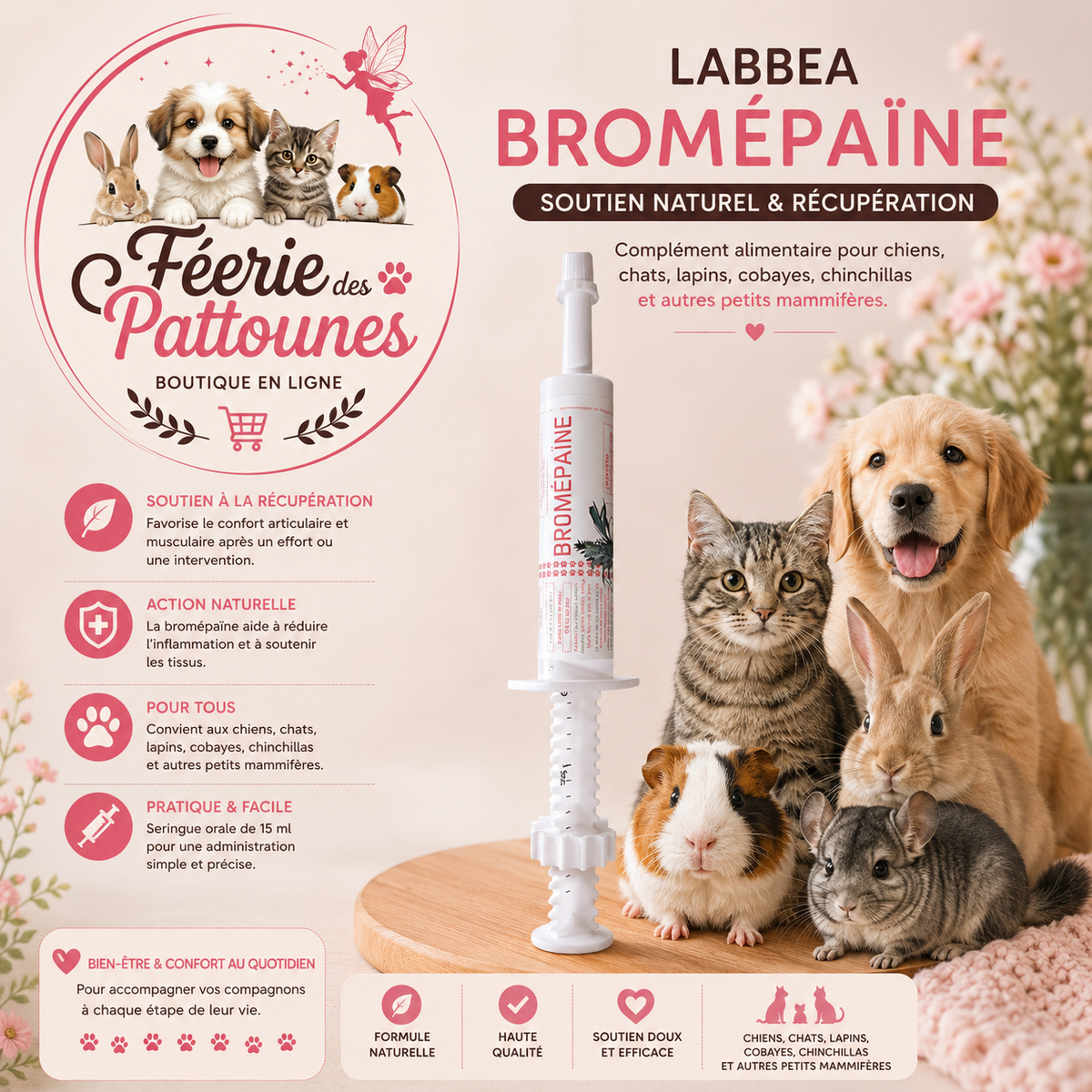 🐾💧 Labbea Bromépaïne – 4 x 15 ml
