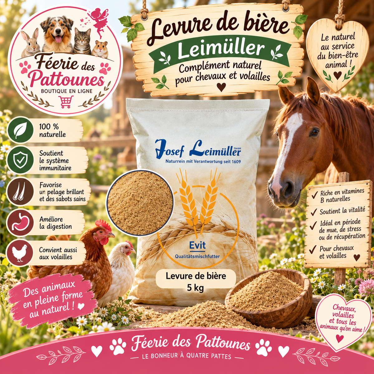🍺🐴🐔 Leimüller – Levure de Bière Pure 100 % (5 kg)