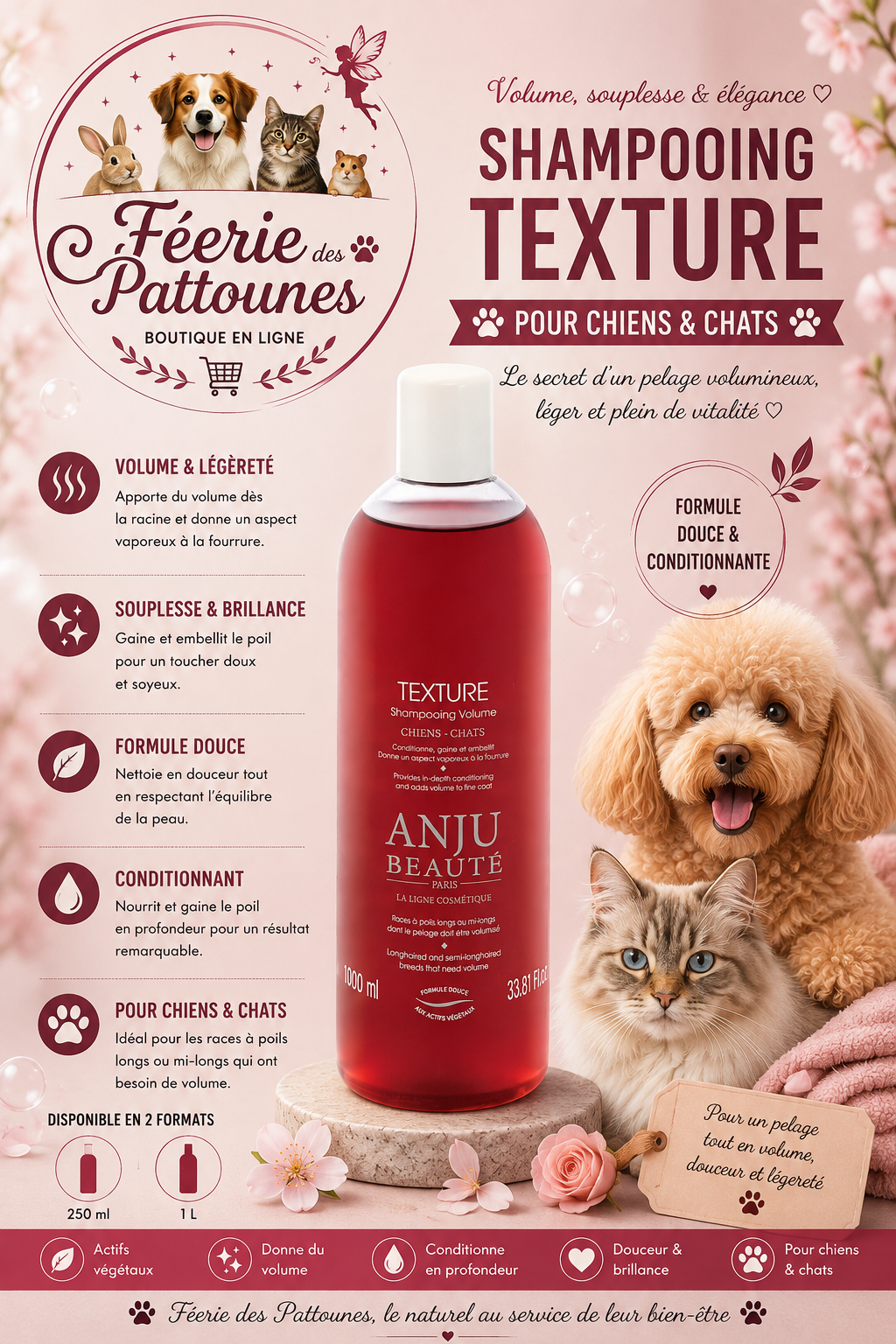 🌬️ Anju Beauté – Shampooing Texture (250 ml • 1 L)