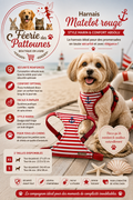 ❤️⚓🐶 Harnais Matelot – Rouge (Tailles XS • S)