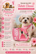 🌸🐶 Harnais Tee‑Shirt Tahiti Classic – Rose (Tailles XS • S • M)