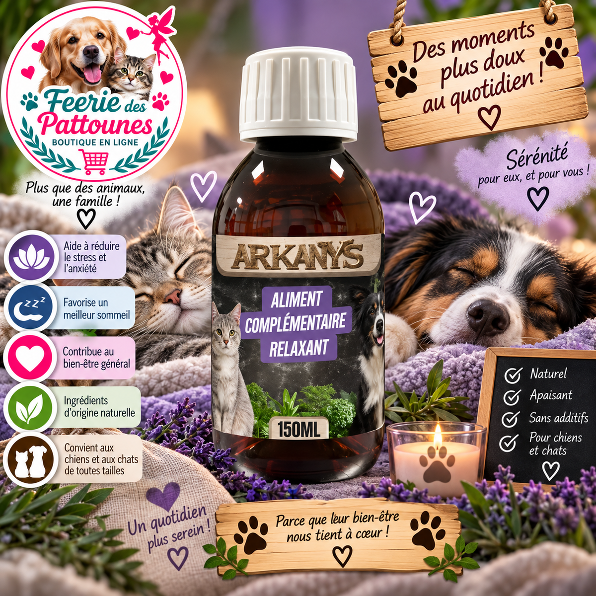 🌙🐾 Aliment Complémentaire Relaxant – 150 ml