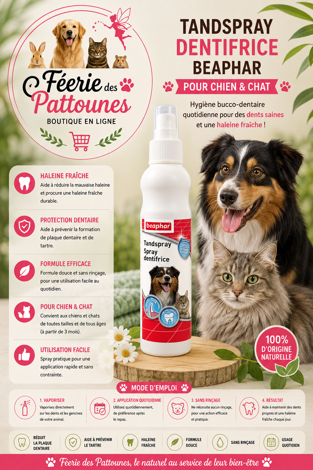 🦷🐾 Spray Dentifrice – Beaphar (150 ml)
