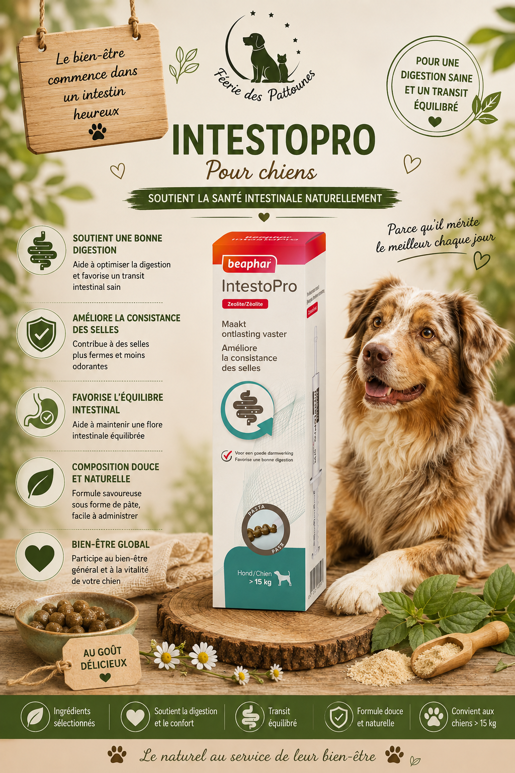 🐶 Intestopro – Pâte Digestive pour Chiens de Plus de 15 kg