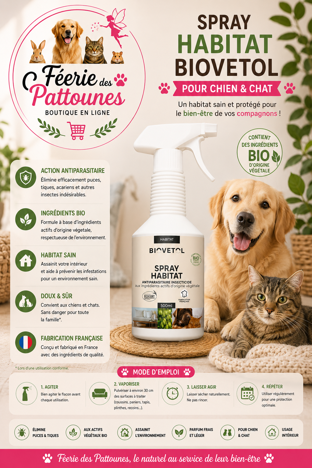 🏡🛡️ Spray Habitat BIOVETOL – 500 ml