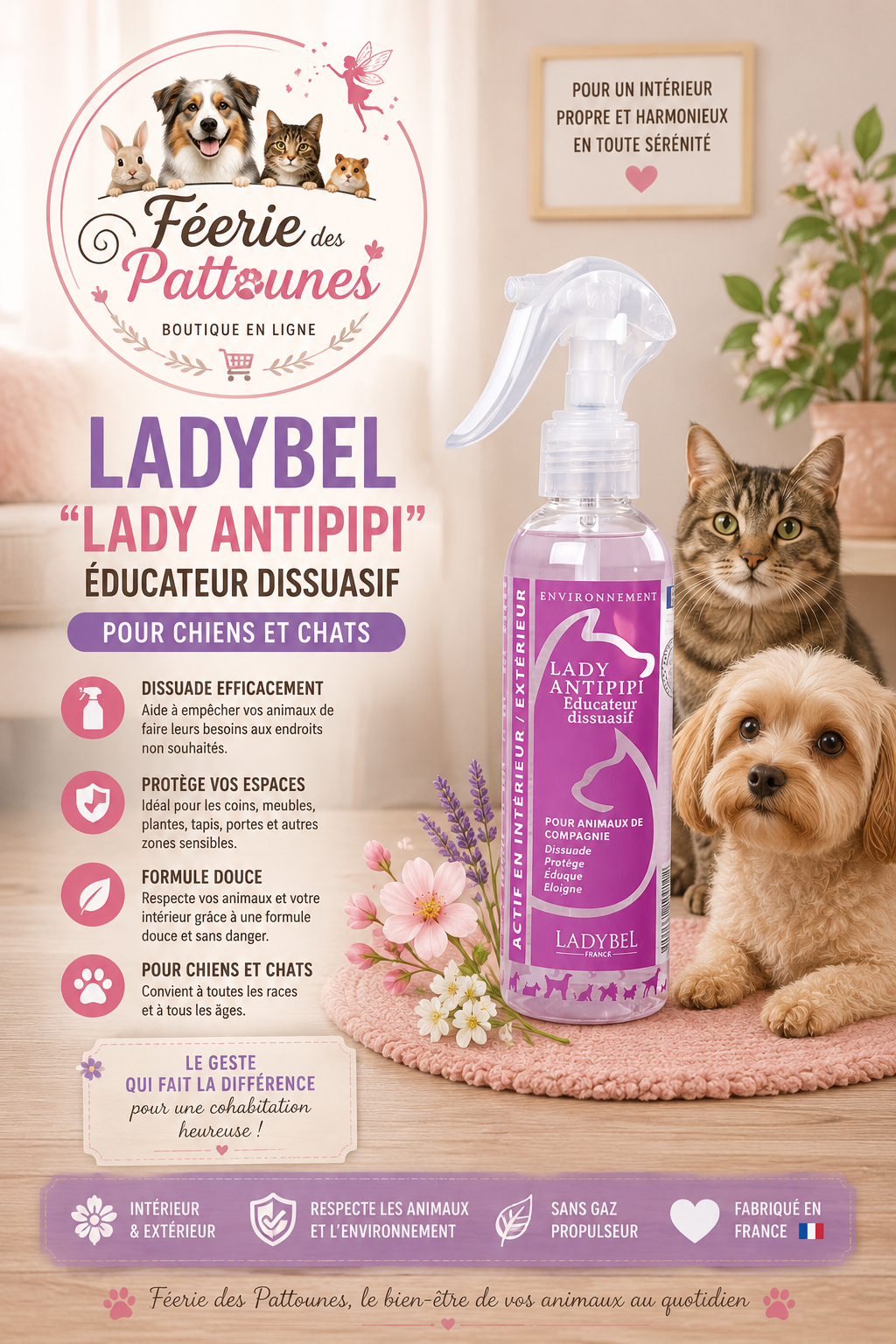 🚫🐾 LadyBel – Lady Antipipi (Spray Éducateur 200 ml)