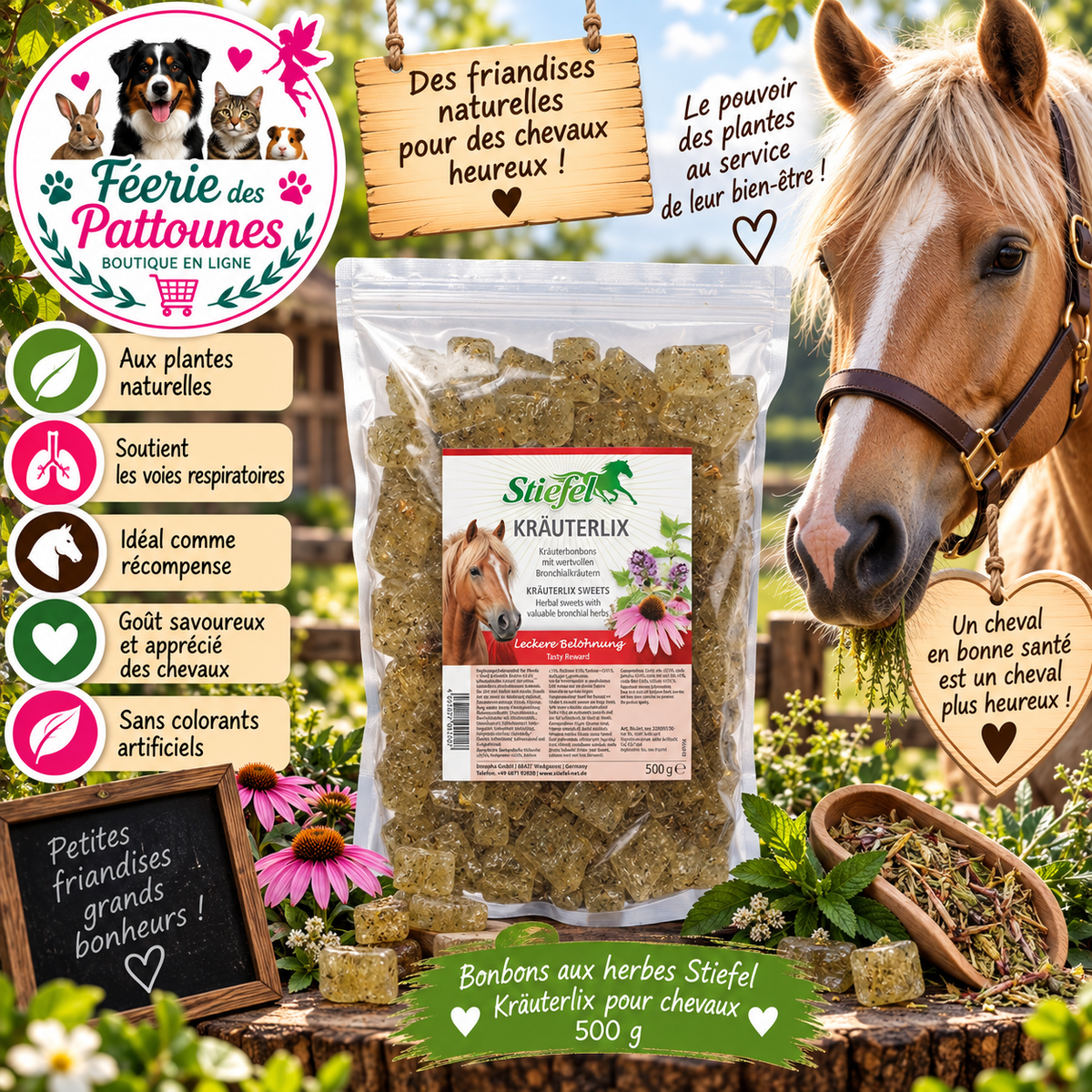 🌿🍬🐴 Stiefel – Bonbons Kräuterlix aux Herbes (500 g)
