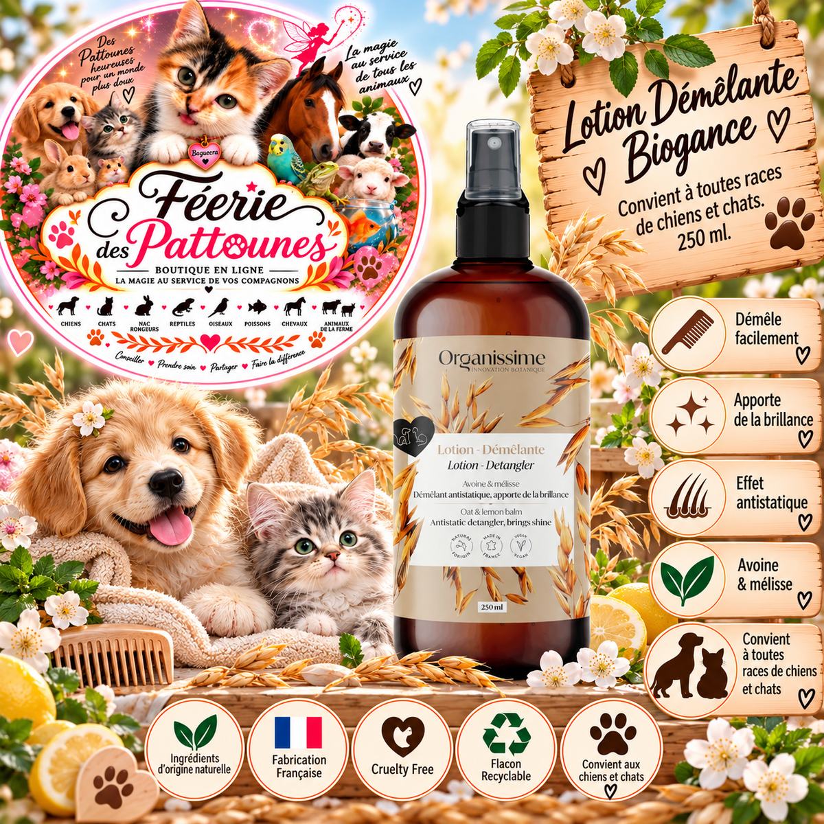 Lotion Démêlante Biogance – Chien & Chat – 250 ml