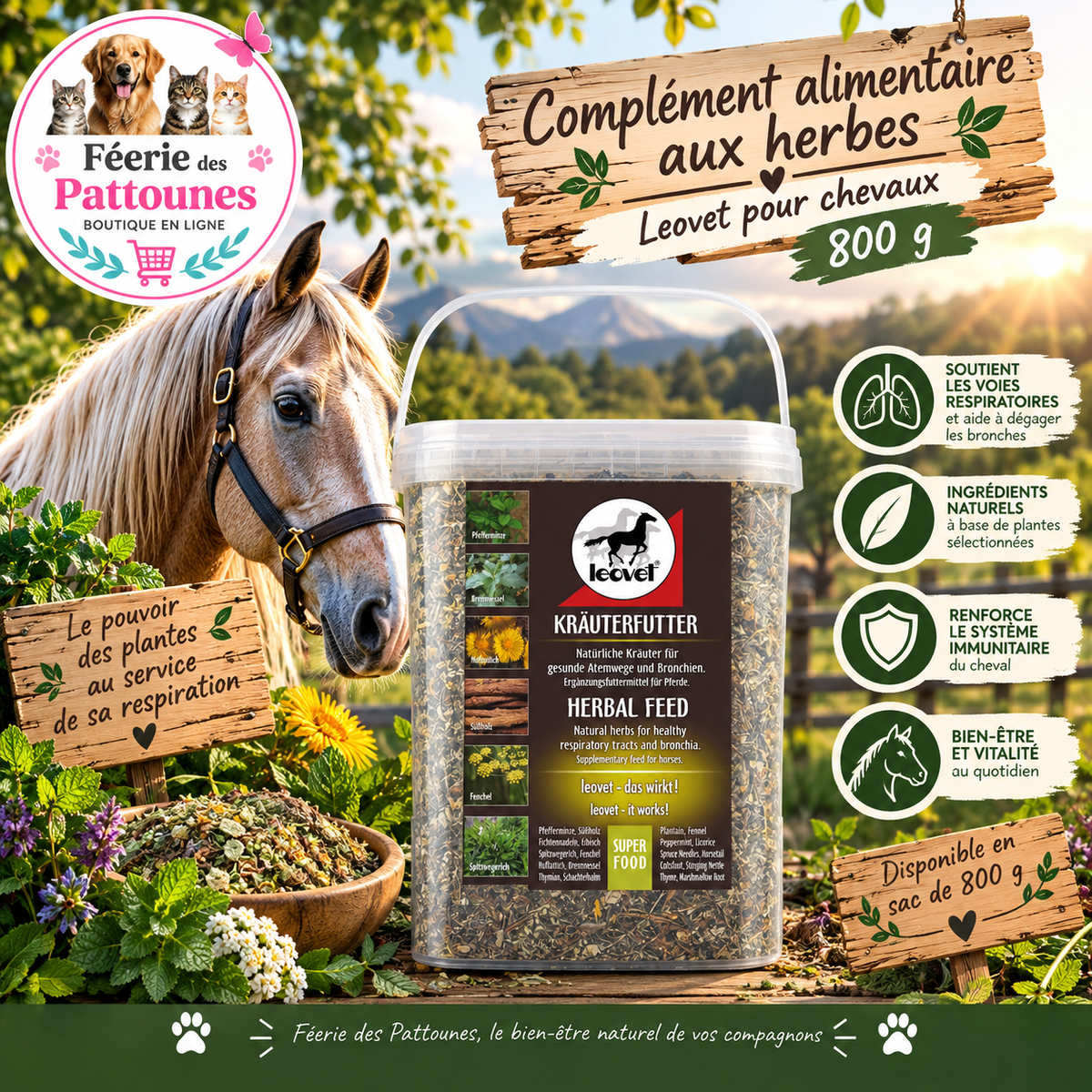 🌿🐴 leovet – Complément Alimentaire aux Herbes (800 g)