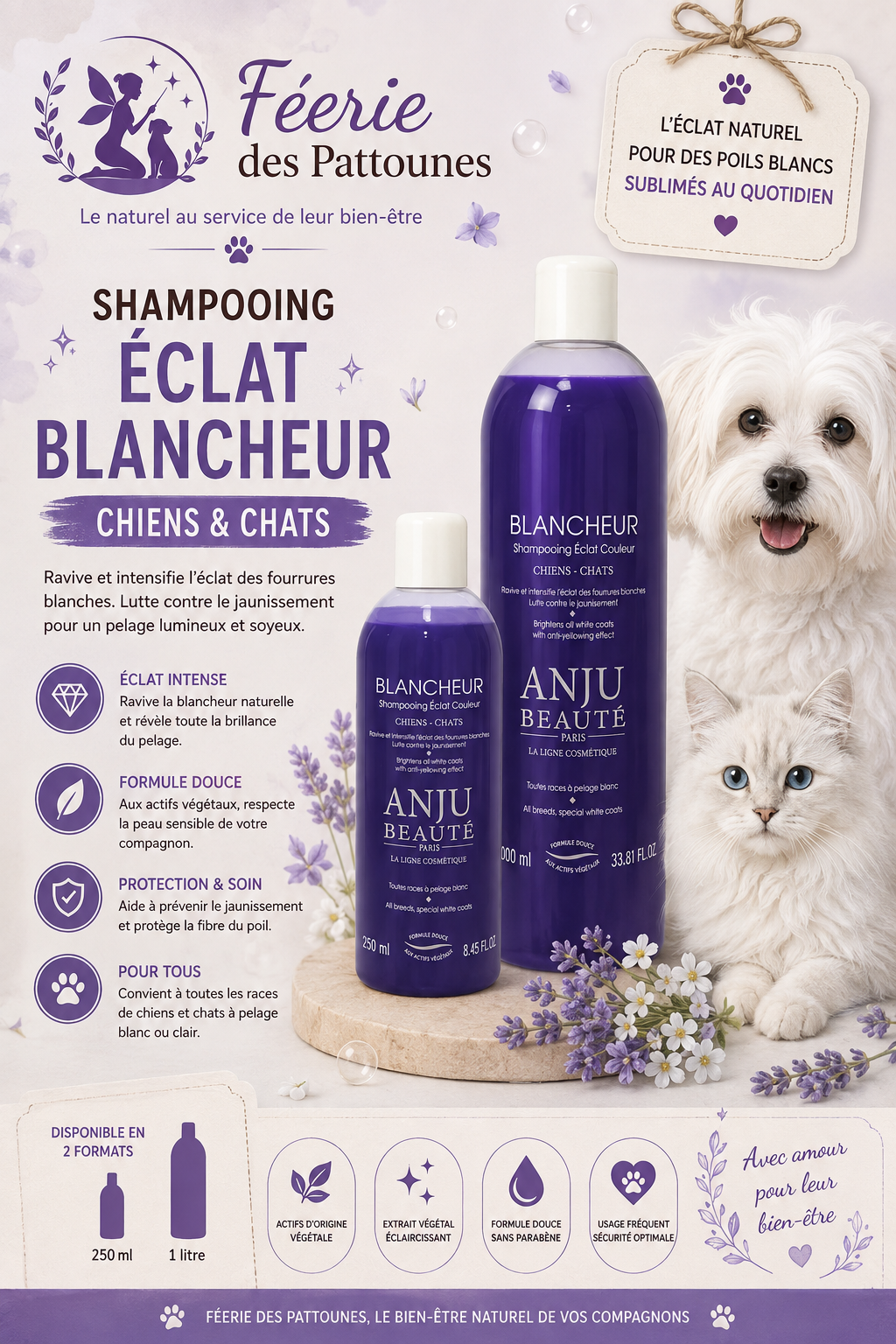 ❄️ Anju Beauté – Shampooing Éclat Blancheur (250 ml • 1 L)