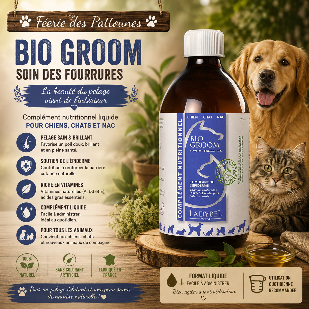 ✨ Bio Groom – Complément Réparateur Peau & Pelage (250 ml)