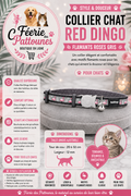 🦩🐾 Collier Red Dingo Fantaisie – Gris Flamants Roses (20 à 32 cm × 12 mm)