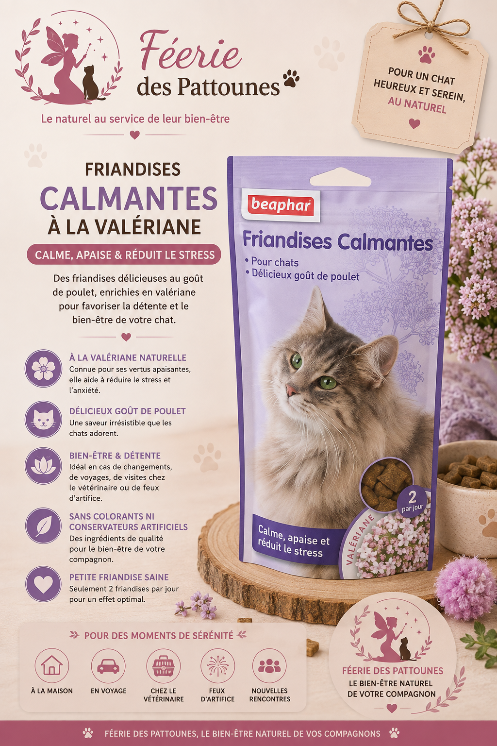 🌿 Friandises Calmantes à la Valériane – BEAPHAR (35 g)