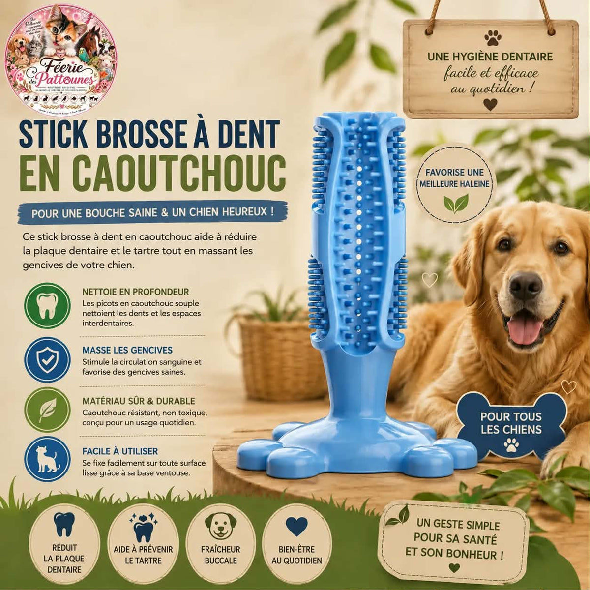 🐶 Stick Brosse à Dent en Caoutchouc TPR – Hygiène Dentaire & Jeu (12,6 cm)