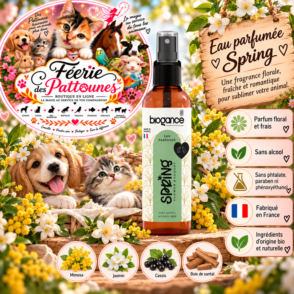 🌸🌿 Eau Parfumée Spring Biogance – Chien & Chat – 100 ml