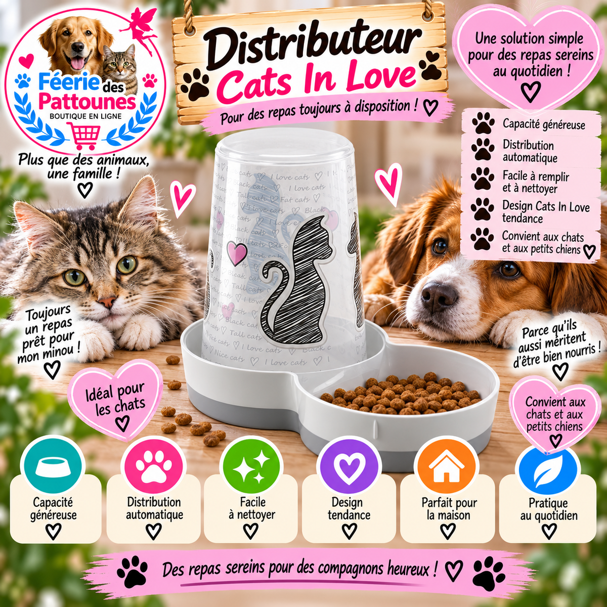 🐱💙 Distributeur Cats In Love – 2‑en‑1