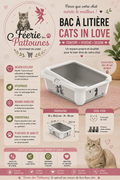 🐱 Bac à Litière “Cats in Love” Moderna – Moderne & Anti‑Projection (51 × 39,5 × 19 cm)