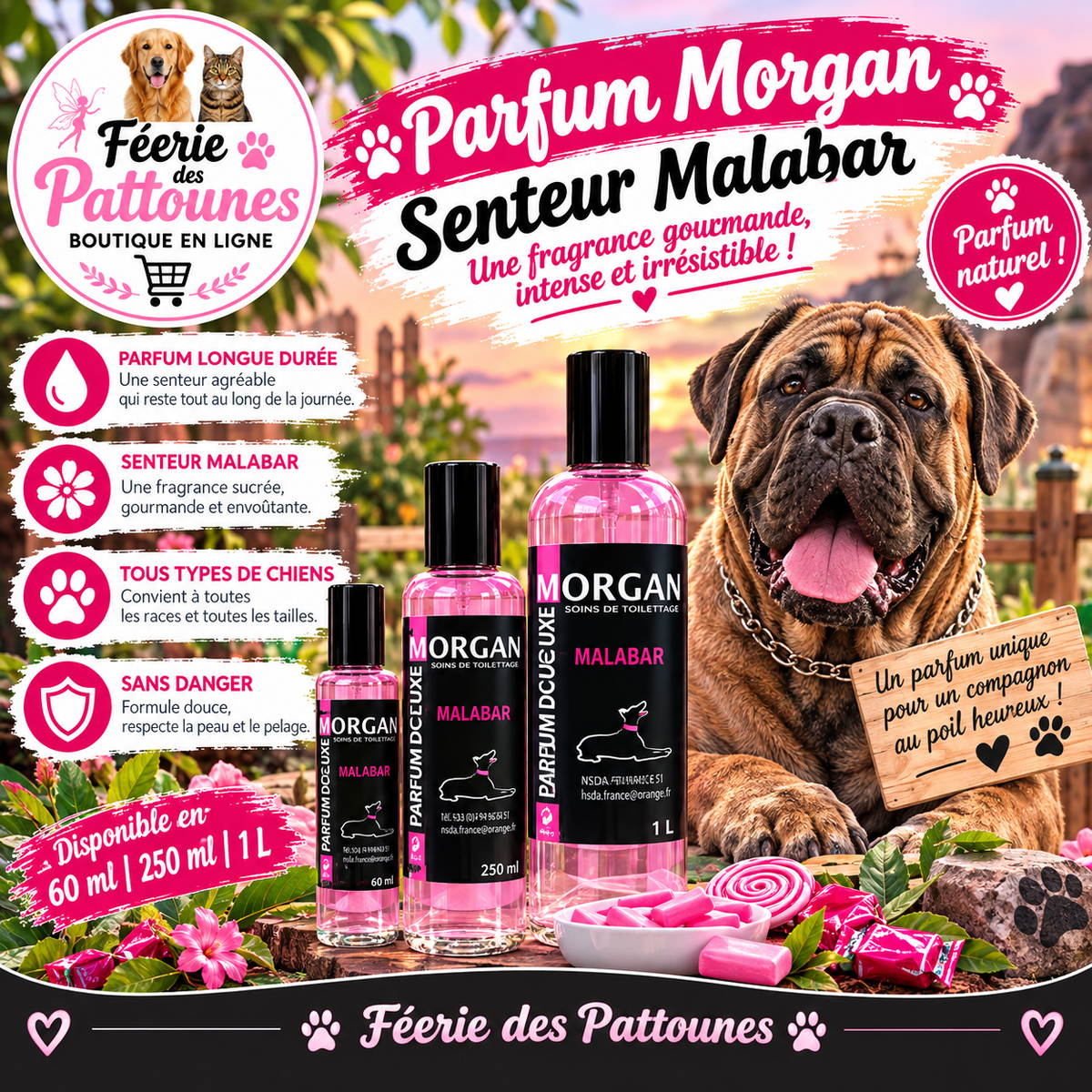 🍬✨ Parfum Morgan – Senteur Malabar (60 ml • 250 ml • 1 L)