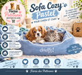 🐾💙 Sofa Cozy Pastel – Bleu – 62 × 50 × 17 cm