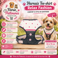 🌸🐶 Harnais Tee‑shirt Relax Fashion – Pois Rose (Taille 55 à 79 cm)