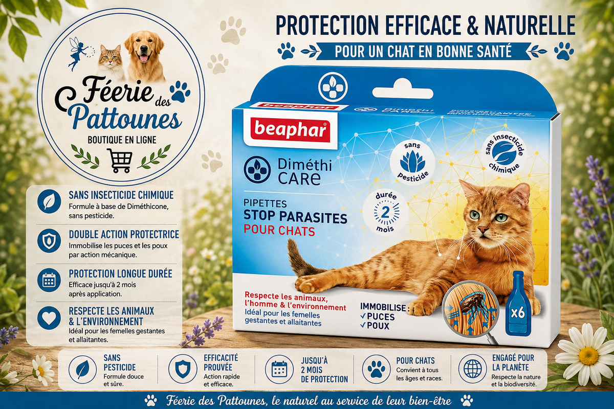 🛡️🐱 Pipettes Diméthicare Stop Parasites – Beaphar Chat (6 pipettes)